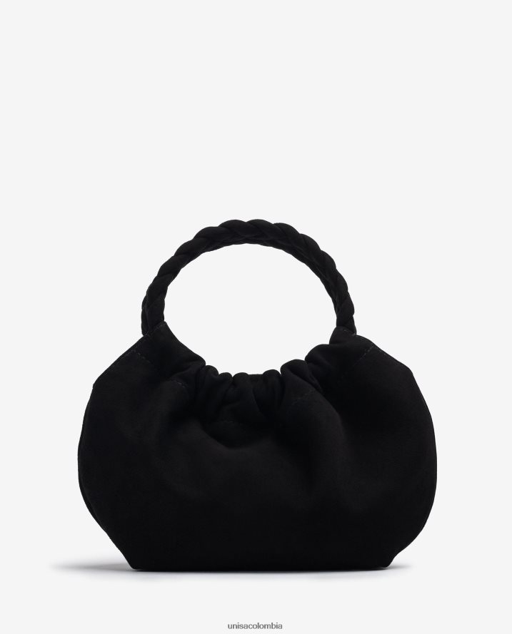 co Unisa mujer bolso de mano con asas trenzadas negro F0X80H1188